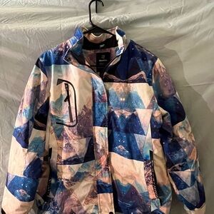 Wantdo Women's Ski & Snow Jacket - Purple and Blue Galaxy pattern